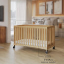 Foundations Full Size Travel Sleeper Folding Hotel Crib and Sheet Bundle - Includes Wooden Portable Crib with 3" Foam Mattress (Natural) and 6-Pack White Fitted Full Size Sheets by TinyTreasures Baby Boutique