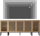 Farmhouse TV Stand for TVs up to 85 Inch, Entertainment Center TV Console with Storage Cabinets and Glass Doors, Media Console for Living Room,Oak by CozyNest Decor