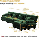 Modular Sectional Sofa, Comfy Cloud Couch 4 Seater Couch with Ottoman, Sectional Couches for Living Room, Modern Chenille L Shaped Couches, Sleeper Deep Seat Sofa with Throw Pillows, Green by CozyNest Decor