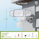 Philips 72W 7400LM LED Security Lights w/PIR Motion Sensor Outdoor, 5000K Daylight Dusk to Dawn Aluminum Flood Light, 3 Adjustable Heads, Waterproof for Garage, Yard, Porch by GreenHaven Gardens