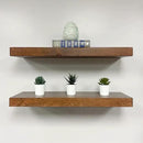 URBANDI, Rustic Floating Shelves, Set of 2, Hidden Bracket, Solid Wood, Heavy Duty, Wall Mounted Shelves, (Provincial, 48Wx10D) by CozyNest Decor