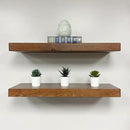 URBANDI, Rustic Floating Shelves, Set of 2, Hidden Bracket, Solid Wood, Heavy Duty, Wall Mounted Shelves, (Provincial, 48Wx6D) by CozyNest Decor