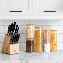 ComSaf Glass Food Storage Jars Set of 6, Clear Glass Storage Containers with Lids, Canisters Sets for the kitchen, Spaghetti, Pasta, Flour, Nuts, Oat, Coffee and Sugar Container, Pantry Organization by CozyNest Decor