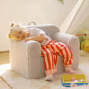 ALIMORDEN Kids Ultra-Soft Snuggle Foam Filled Chair, Toddler Cuddly Sherpa Reading Couch for Boys and Girls, Light Grey by CozyNest Decor