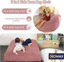 COMAX Kids Bean Bag Chair Turn into Beanbag Bed, Toddler Bean Chair Corduroy for Girl Boy Sleeping, Lazy Children Bean Bags with Filler, Convertible Child Floor Mattress, Light Pink by TinyTreasures Baby Boutique