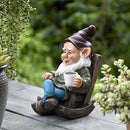 OwMell Drinking Coffee Garden Gnome Statue Decoration 7.3" Figurine Ornament for Indoor Outdoor Home Patio Yard Lawn by GreenHaven Gardens