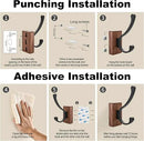 8 Pack Wooden Wall Hooks for Hanging, Adhesive Mounted & Wall Mounted Nature Wood Coat Hooks for Towel Clothes Blanket Hat Backpack Robe Nursery Door Board Entryway Key Holder by CozyNest Decor