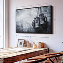 ElephantStock Boxing Gloves Wall Art - Horizontal Framed Canvas - 1-Piece Living Room Wall Decor - Photography Sports Canvas Print - Black and Gray Decor for Wall - 37" X 25" by CozyNest Decor