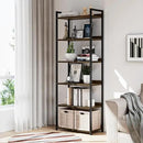 NUMENN Bookshelf, 6 Tier Bookshelves, Home Office Bookcase Shelf Storage Organizer, Free Standing Storage Shelving Unit for Bedroom, Living Room and Home Office, Dark Walnut by CozyNest Decor