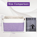 Storage Bins Large Fabric Storage Baskets for Shelves 3 Pack, Decorative Linen Closet Baskets with Handles for Organizing, Shelf, Clothes, Home, Office, 15x11x9.5Inches (Purple&White) by TinyTreasures Baby Boutique