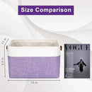 Storage Bins Large Fabric Storage Baskets for Shelves 3 Pack, Decorative Linen Closet Baskets with Handles for Organizing, Shelf, Clothes, Home, Office, 15x11x9.5Inches (Purple&White) by CozyNest Decor