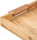 Mango Acacia Wood Serving Trays with Handles – Set of 2 Large Decorative Wooden Trays for Breakfast in Bed, Dinner, Snacks, Coffee Table, Ottoman, Couch & Patio Party – (16x10x1.75 & 8x12x1.75) Inches by CozyNest Decor