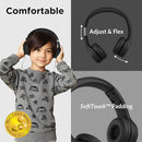 LilGadgets Connect+ Wired Kids Headphones for School with Mic, Volume Limited & Noise Reduction, On-Ear Headset with Cord, SharePort Technology for Multiple Kids & SoftTouch Padding, Black by TinyTreasures Baby Boutique