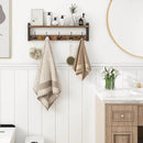 Homode Coat Rack with Wall Mount, 24 Inch Long Entryway Wall Shelf with Hooks, Wood Hanger with Storage Shelf for Bathroom, Hallway, Rustic Brown Black by CozyNest Decor