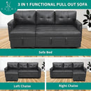 Naomi Home Modern Sectional Sofa with Storage Chaise Black/Air Leather by CozyNest Decor