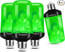 Hompavo 【Upgraded LED Flame Light Bulbs, Green Flickering Light Bulbs with Upside Down Effect, E26 Flame Bulb for Home Halloween St. Patrick's Day Christmas Decorations Indoor & Outdoor, 4 Pack by GreenHaven Gardens