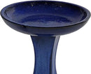 Sunnydaze Ceramic Bird Bath for Outside - 16" H - UV- and Frost-Resistant - Pedestal Bird Bath - Blue Glazed Bowl - Blue Glaze Finish by GreenHaven Gardens
