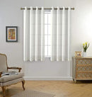 MIUCO Moroccan Embroidery Semi Sheer Curtains Faux Linen Grommet Window Curtains for Bedroom Living Room 63 Inch Length 2 Panels, Pure White by CozyNest Decor