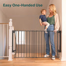 Cumbor 31.6-48" No Bottom Bar Baby Gate for Stairs, 2-in-1 Auto Close Dog Gate Indoor, Hardware Mounted Pet Gate for Doorways with Large Walk Thru Door, Child-Proof Safety Gate for Kids (Black) by TinyTreasures Baby Boutique