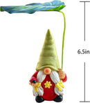 Garden Female Gnome Statue Decoration with Leaf Umbrella, 6.5” Figurine Ornament for Indoor Outdoor Home Patio Yard Lawn, for Gnome Lovers & Garden Enthusiasts，Mom，Women by CozyNest Decor