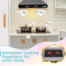 Costzon Corner Kids Kitchen Playset, Wooden Play Kitchen with Sounds & Lights, Washing Machine, Range Hood, Ice Maker, Microwave, Oven, Sink, Pretend Toy Kitchen Set for Toddler, Gift for Boys Girls by TinyTreasures Baby Boutique