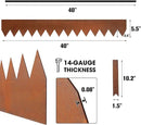 Worth Garden 6-Pack Cor-Ten Steel Landscape Edging with Black Protection Strips - Rust Patina Finish 40" L x 5.5" H (20Ft Total) - Hammer-in 14-Gauge Metal Corten Lawn Yard Edging Border w/ 7 Clips by CozyNest Decor