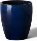 Emissary Bullet 18 in. Blue Ceramic Round Planter (18 in. L x 18 in. W x 21 in. H) with Drainage Hole by CozyNest Decor