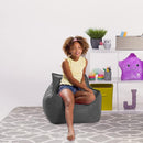 Posh Creations Bean Bag Chair Structured Comfy Seat for Gaming, Reading and Watching TV, for Children, Newport Chair, Nylon - Charcoal Gray by TinyTreasures Baby Boutique