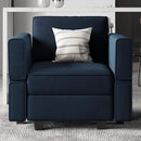 Belffin Modular Sectional Arm Accent Chair with Storage Seat Velvet Armchair Single Sofa Club Chair Blue by CozyNest Decor