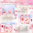 Sliner 2 Pack 17oz Cherry and Flower Stemless Wine Glasses Cherry Blossom Drinking Glasses Floral Tumbler Cups for Women Birthday Anniversary Gift Parties Supplies by CozyNest Decor