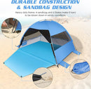 Large Easy Setup Beach Tent,Anti-UV Beach Shade Beach Canopy Tent Sun Shade with Extended Floor & 3 Mesh Roll Up Windows Fits 3-4 Person,Portable Shade Tent for Outdoor Camping Fishing (Blue) by TinyTreasures Baby Boutique