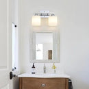 Stainless Steel Milk Glass Vanity Lights for Bathroom, 2 Light Chrome Bathroom Light Fixtures Over Mirror, Ceramic E26 Sockets Wall Mounted by CozyNest Decor