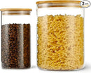 108oz 42oz Straight cylindrical Airtight Storage Jars with Bamboo Lid Set of 2 Large Storage Container Gallon Glass Jars, for Flour, Pasta and Coffee bean (with Black Lable) by CozyNest Decor