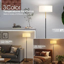 2-Light Floor Lamp, Mid Century Floor Lamp with White Fabric Shade, Standing Lamp Tall Lamp for Living Room Bedroom, 3 Color Temperatures 9W Bulb Include by CozyNest Decor
