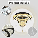 Flashing God Modern Crystal Chandeliers Dia 24" Black Chandelier Flush Mount Ceiling Light for Bedroom Living Room Dining Room Hallway Dimmable 3 Rings LED Celing Lighting Fixtures by CozyNest Decor