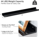 Floating Picture Ledge Shelves 36 Inch Solid Oak Wood Set of 2, Rustic Wall Storage Shelves with Lip, Kids Bookshelf, Photo & Picture Ledge Shelves for Bedroom, Living Room, Kitchen by CozyNest Decor