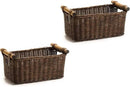 The Basket Lady Petit Wicker Storage Basket, 2 pcs Medium, Antique Walnut Brown by GreenHaven Gardens