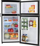 RecPro 4.4 Cu Ft RV Refrigerator | 12V Stainless Steel Fridge with Freezer | Frost-Free, Adjustable Shelves, Built-In Lock, Reversible Door | Off-Grid Ready Camper Fridge with Can Holder by CozyNest Decor