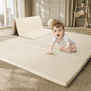 Foam Baby Play Mat: PU Leather Waterproof Kids Playmat - Trifold Floor Mat - Large Play Mat for Playpen Thick Pad Fodable Mattress Soft Toddler Mattress Infant Cushion for Preschool (Beige) by TinyTreasures Baby Boutique