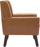 UIXE Faux Leather Accent Chair, Modern Arm Club Chair Upholstered Armchair for Living Room, Comfy Single Sofa Seats Button Tufted Reading Seating, Brown by CozyNest Decor
