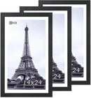 VCK 14x24 Picture Frame Set of 3, Black Solid Wood Poster Frames, Textured Exclusive Wall Gallery Frame by CozyNest Decor