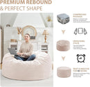 4FT Bean Bag Chair, Large Bean Bag Chairs with Memory Foam Filled, Fluffy Beanbag Sofa with Dutch Velvet Cover, Round BeanBag Chairs for Living Room, Playroom - Beige by TinyTreasures Baby Boutique