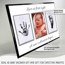 Baby Hand and Footprint Kit with Photo & Birth Details, Inkless Hand and Footprint Kit, Newborn Keepsake Plaque, Baby Shower Gifts (STYLE 2 (Baby Shower) (Love At First Sight)) by TinyTreasures Baby Boutique