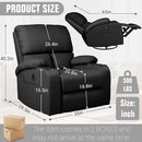 Rocking Recliner Chair, Massage Rocker Recliner Chair with Vibration Massage and Heat, USB and Type-C Ports,360° Swivel Faux Leather Chairs, Living Room, Bedroom, Nursery, RV, Black by TinyTreasures Baby Boutique