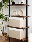 StorageWorks Storage Bins, Fabric Storage Bins for Shelves, Extra Large Storage Baskets with Metal Frame, Closet Baskets and Bins with Handles, Jumbo, Brown and White, 2-Pack by CozyNest Decor