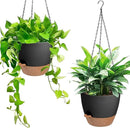 Hanging Planters for Indoor Outdoor Plants, 2 Pack Self Watering Hanging Pot with Drainage Holes & Removable Tray (Black, 6'') by CozyNest Decor
