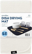 S&T INC. Dish Drying Mat, 16” x 18”, Absorbent Microfiber Kitchen Counter Mat, Dish Drying Pad for Dishes, Utensils, Pots and Pans, Large, Cream by CozyNest Decor
