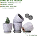4 Inch Retro Ceramic Planter Set of 4 with Drainage Hole and Saucer for Plants, Indoor-Outdoor Small Garden Pots for Succulent, Herb and Flower (Fits Inner Pots Up to 3 Inch, Retro Purple) by CozyNest Decor