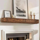 56x8x5 Fireplace Mantel - Handcrafted Hollow Rustic Solid Wood Wall Mounted Floating Shelf with Invisible Heavy Duty Wood Bracket (Weathered Brown) by CozyNest Decor