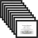 Vittanly 8.5x11 Picture Frames Set of 9, Shatter Resistant Plexiglass, Display 6x8 Pictures with Mat or 8.5x11 without Mat, Photo Frames for Wall or Tabletop, Engineered Wood, Black by CozyNest Decor